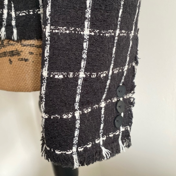 Carole Little Vintage Women Tweed Blazer Black White Jacket Plaid M Silk Blend - Picture 6 of 12